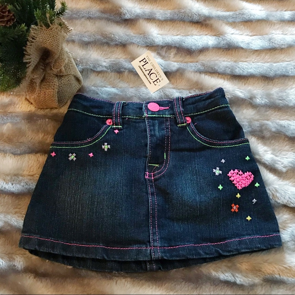 Children’s Place Embroidered Denim Skort NWT